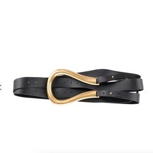 NWT Womens/Unisex Bottega Veneta black double strap leather belt